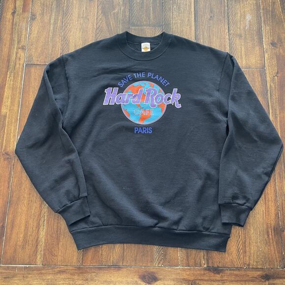 Hard Rock Cafe Sweatshirt L Save The Planet Paris Crewneck - Picture 2 of 8